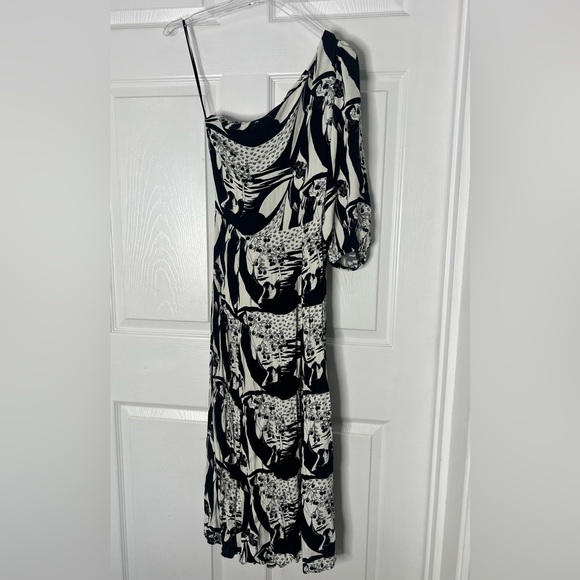 Reformation Persephone Print One Shoulder High Slit Midi Dress Sz 4 - Picture 4 of 14